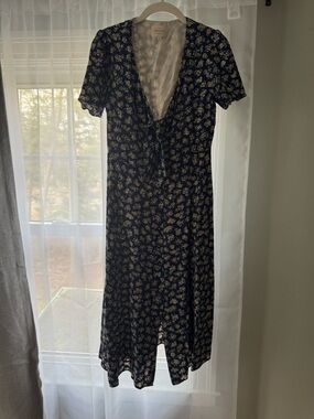 Sézane Navy Blue Floral Midi Dress